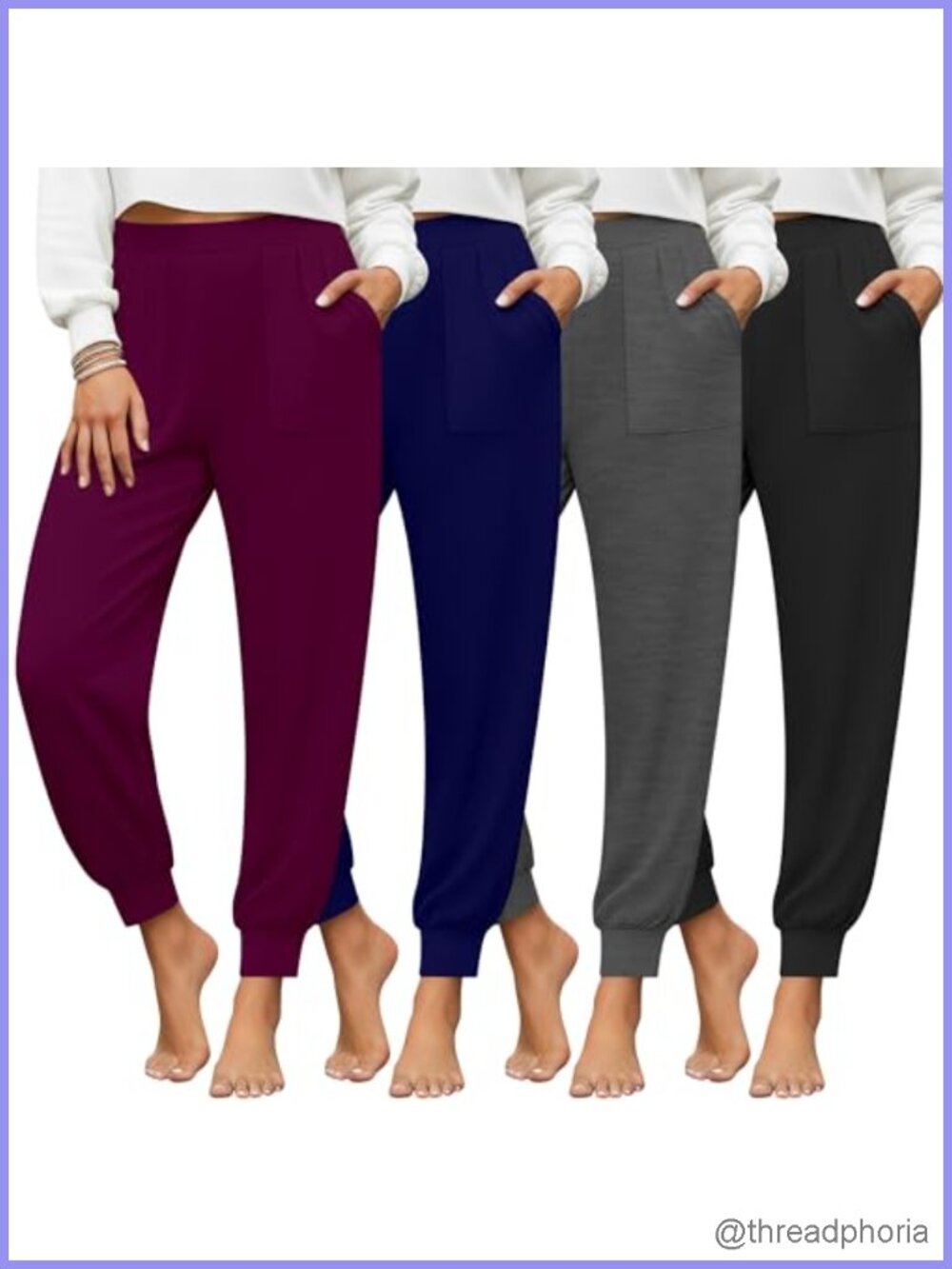 4pk Women's Joggers Lounge Pants with Pockets Yoga